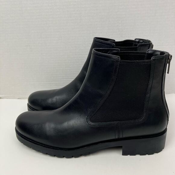 Cole Haan Sz 11 Stanton Waterproof Black Leather Chelsea Chunky Ankle Boots - Picture 2 of 16